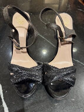 Vince Camuto Black Braided Slingback Heels